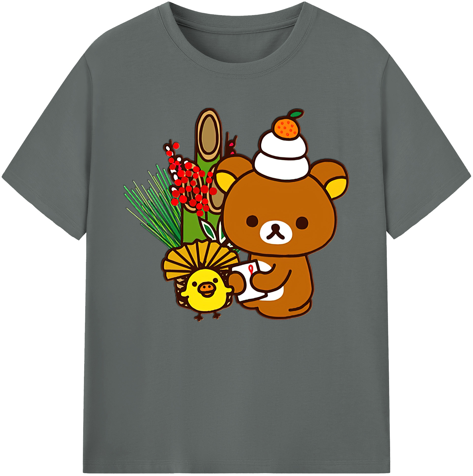 （画像用） リラックマ リラックマ キイロイトリ Rilakkuma Korilakkuma Kiiroitori 綿100％ メンズ半袖Tシャツ｜肌触りやわらか＆通気性